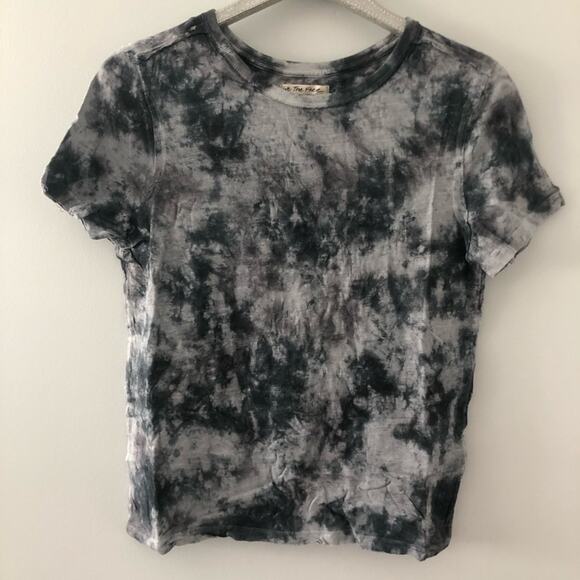 Free People Washed Black Riptide Tie Dye Tee Shirt NEW - Picture 2 of 4